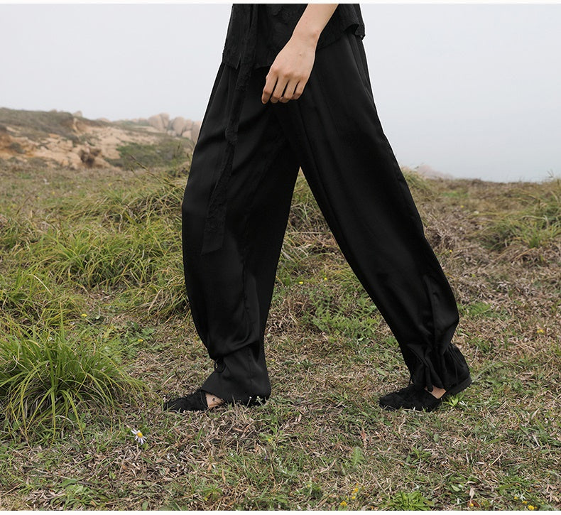 2022 flax Chinese wind pants leisure cotton and linen trousers waist pure  color in the bigger sizes loose haroun pants, casual pants and feet